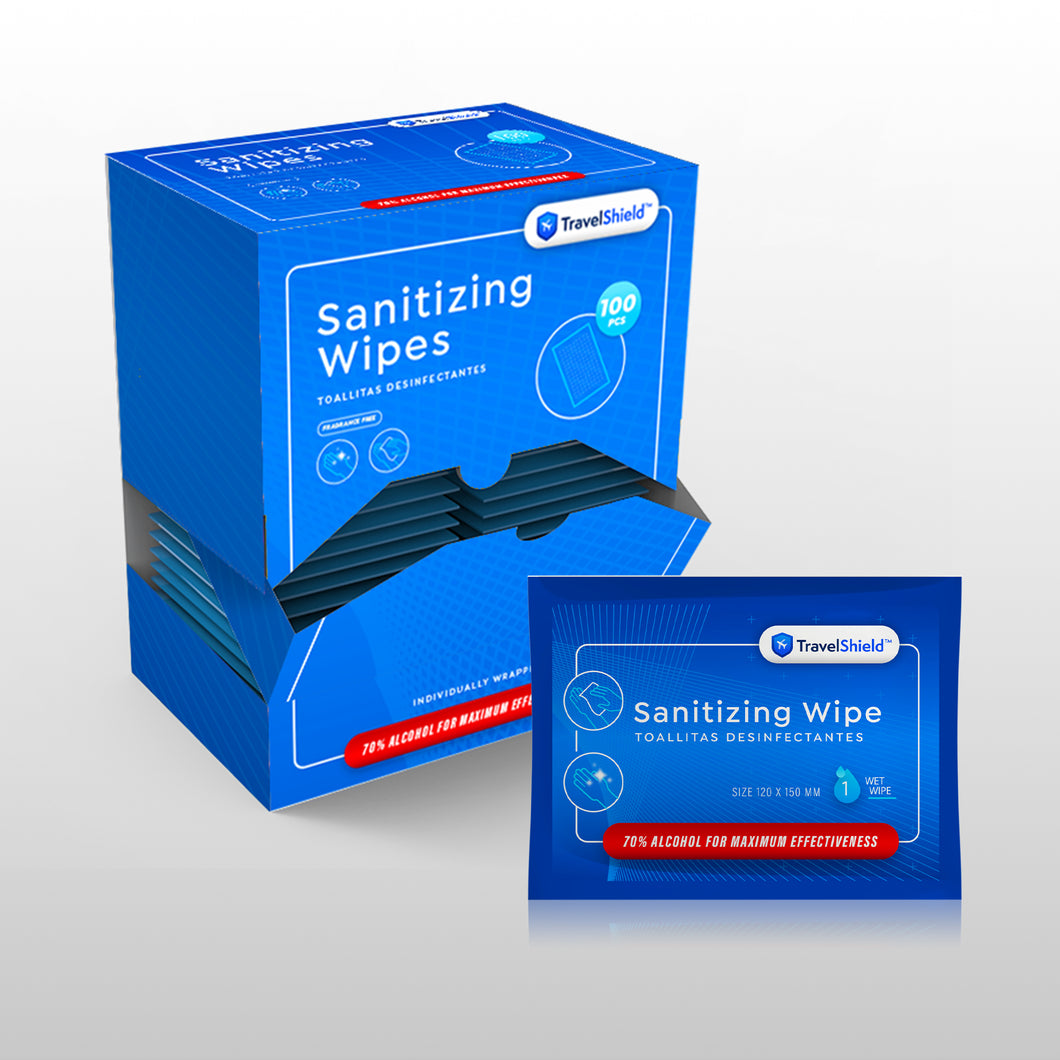 Hand Sanitizing Alcohol Wipes, Individually Wrapped - Dispenser Box of 100